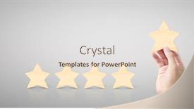  Presentation with five star - Colorful presentation theme enhanced with hand-of-putting-increase-wood backdrop and a sky blue colored foreground