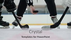  Presentation with referee - PPT layouts consisting of hand-of-referee-holding-puck background and a light gray colored foreground