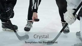  Presentation with referee - PPT layouts featuring hand-of-referee-holding-puck background and a light gray colored foreground
