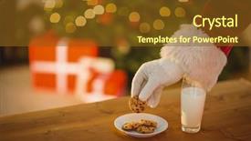  Presentation with cookie - PPT layouts enhanced with hand of santa claus picking background and a tawny brown colored foreground