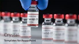  Presentation with medic - Colorful slide set enhanced with hand-of-scientist-doctor-nurse backdrop and a light gray colored foreground