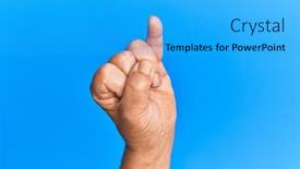  Presentation with commitment - Slides enhanced with hand-of-senior-hispanic-man background and a cyan colored foreground