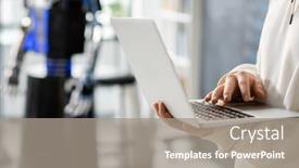  Presentation with laptop - Colorful presentation enhanced with hand-of-teenager-with-laptop backdrop and a gray colored foreground