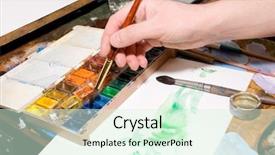  Presentation with abstract water colour - Slide set enhanced with hand of the artist drawing background and a  colored foreground