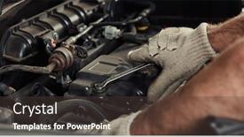  Presentation with car engine - PPT layouts having hand-of-the-mechatronics-engineer background and a tawny brown colored foreground