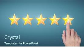  Presentation with five stars - Presentation design consisting of hand-of-touching-rise background and a ocean colored foreground