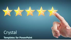 Presentation with five stars - Amazing presentation theme having hand-of-touching-rise backdrop and a ocean colored foreground