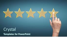  Presentation with five stars - Beautiful slides featuring hand-of-touching-rise backdrop and a ocean colored foreground