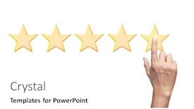  Presentation with five stars - Beautiful presentation theme featuring hand-of-touching-rise backdrop and a white colored foreground