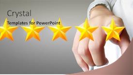  Presentation with five stars - Cool new presentation with hand-of-touching-rise backdrop and a yellow colored foreground