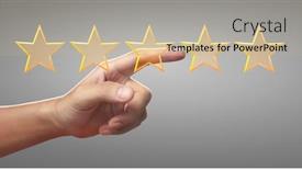  Presentation with five stars - Slide set enhanced with hand-of-touching-rise background and a mint green colored foreground