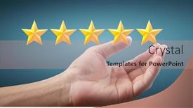  Presentation with evaluation - Cool new slide set with hand-of-touching-rise backdrop and a coral colored foreground