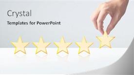  Presentation with five stars - Cool new presentation theme with hand-of-touching-rise backdrop and a sky blue colored foreground