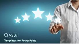  Presentation with classification - Amazing slide deck having hand-of-touching-rise backdrop and a ocean colored foreground