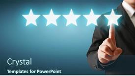  Presentation with five stars - Slide deck with hand-of-touching-rise background and a ocean colored foreground