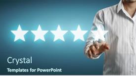  Presentation with five stars - Theme enhanced with hand-of-touching-rise background and a ocean colored foreground
