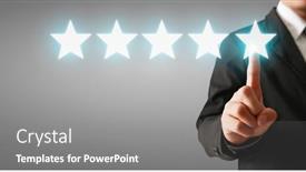  Presentation with five stars - Audience pleasing slide set consisting of hand-of-touching-rise backdrop and a gray colored foreground