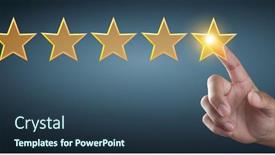  Presentation with five stars - Cool new PPT layouts with hand-of-touching-rise backdrop and a ocean colored foreground