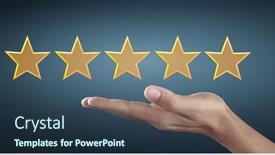  Presentation with five stars - Colorful slide set enhanced with hand-of-touching-rise backdrop and a ocean colored foreground
