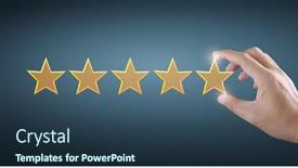  Presentation with five stars - PPT theme consisting of hand-of-touching-rise background and a ocean colored foreground