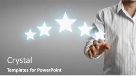  Presentation with evaluation - Colorful PPT theme enhanced with hand-of-touching-rise backdrop and a gray colored foreground