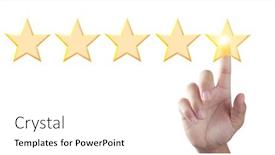  Presentation with five stars - PPT layouts with hand-of-touching-rise background and a white colored foreground