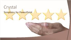  Presentation with five stars - Presentation design having hand-of-touching-rise background and a cream colored foreground