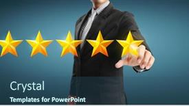  Presentation with five stars - PPT theme enhanced with hand-of-touching-rise background and a  colored foreground