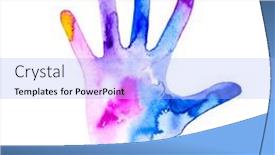  Presentation with posters - PPT layouts featuring hand-of-vivid-colored-watercolor background and a light blue colored foreground