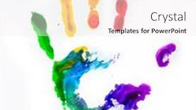  Presentation with posters - Colorful slide deck enhanced with hand-of-vivid-colored-watercolor backdrop and a white colored foreground