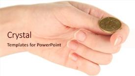  Presentation with woman covering man mouth hand - Slide set enhanced with hand of woman flipping coin background and a lemonade colored foreground