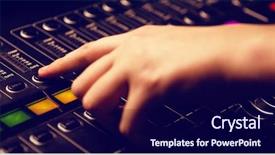  Presentation with recording studio - Presentation theme with hand of woman using sound background and a navy blue colored foreground