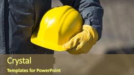  Presentation with hard work and growth - Slide set enhanced with hand of worker with yellow background and a tawny brown colored foreground