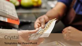  Presentation with coupon - Presentation design featuring hand-of-young-african-american background and a coral colored foreground