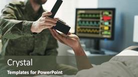  Presentation with medal - PPT theme having hand-of-young-african-american background and a dark gray colored foreground