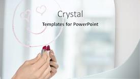  Presentation with lipstick - PPT theme having hand-of-young-amorous-woman background and a sky blue colored foreground