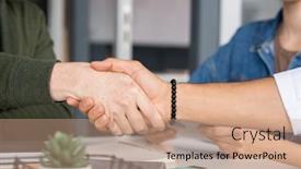  Presentation with race ethnicity - PPT layouts having hand-of-young-businessman background and a coral colored foreground