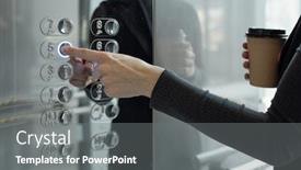  Presentation with elevator - Presentation design consisting of hand-of-young-businesswoman background and a gray colored foreground
