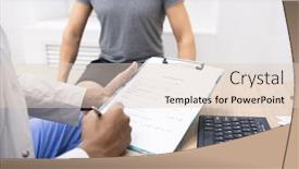  Presentation with data medical - Amazing PPT theme having hand of young clinician in whitecoat holding pen over medical document while filling in data of patient backdrop and a lemonade colored foreground