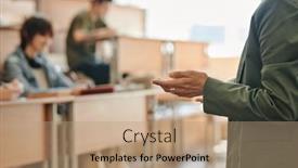  Presentation with dark green - Slides featuring hand-of-young-confident-female background and a coral colored foreground