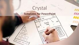  Presentation with hand holding pencil - Slides consisting of hand-of-young-contemporary-developer background and a lemonade colored foreground