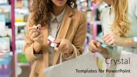  Presentation with beauty shop - Slide set enhanced with hand-of-young-curly-female background and a coral colored foreground