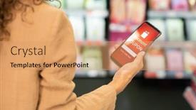  Presentation with coupon - PPT theme having hand-of-young-elegant-female background and a coral colored foreground