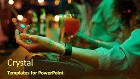  Presentation with smartwatch - Presentation theme with hand-of-young-female-customer background and a tawny brown colored foreground