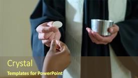  Presentation with catholic - PPT theme consisting of hand-of-young-female-parishioner background and a tawny brown colored foreground