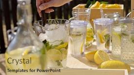  Presentation with water jug - PPT theme with hand-of-young-female-squeezing background and a yellow colored foreground