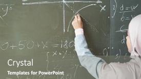  Presentation with equation - Presentation theme consisting of hand-of-young-female-student background and a gray colored foreground