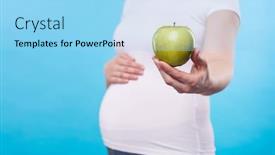  Presentation with pregnant woman - PPT theme having hand-of-young-healthy-pregnant background and a light blue colored foreground