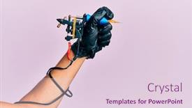  Presentation with tattoo - Presentation design enhanced with hand-of-young-hispanic-man background and a lemonade colored foreground