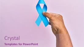  Presentation with blue ribbon - Beautiful PPT layouts featuring hand-of-young-hispanic-man backdrop and a lemonade colored foreground